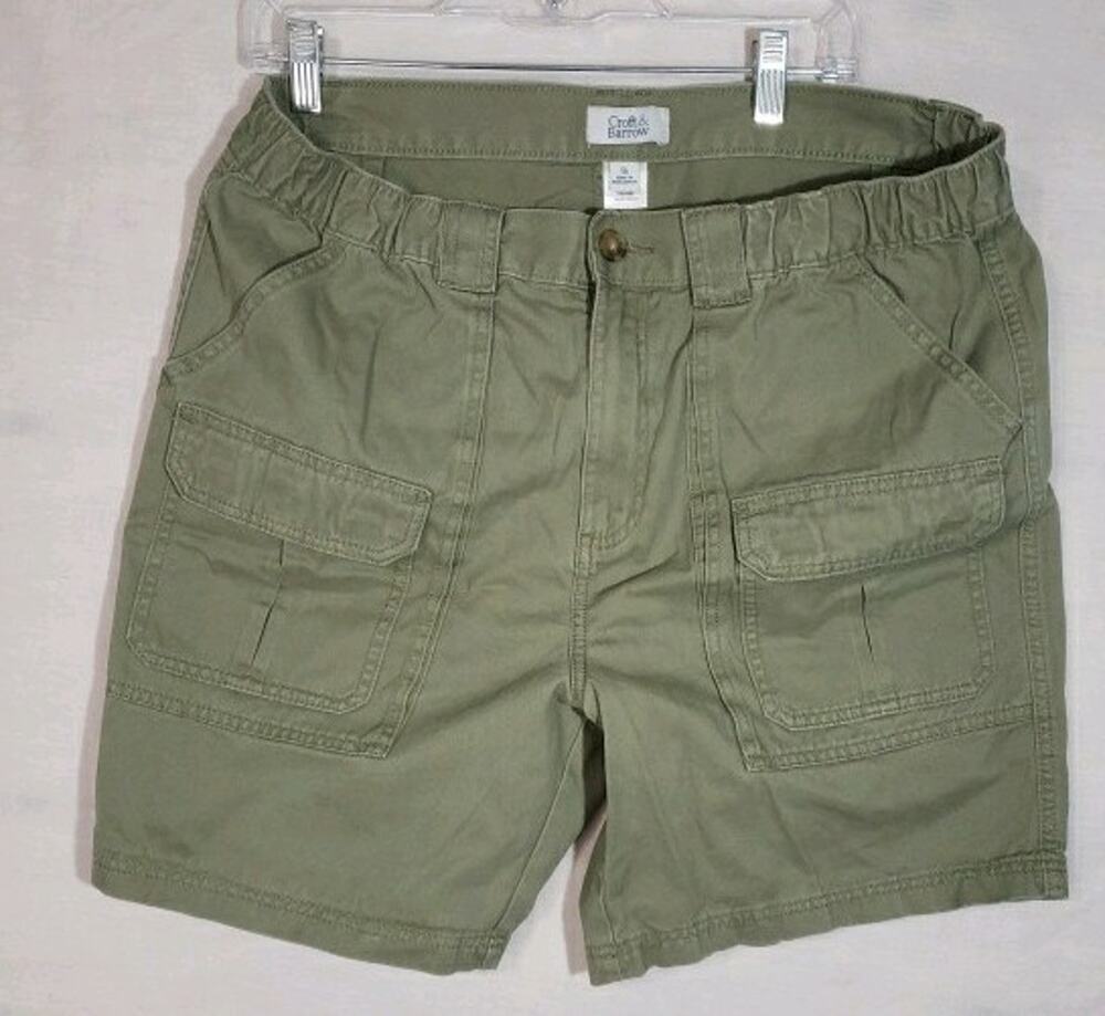 Croft & Barrow Cargo Shorts woman 36 Green Canvas Relaxed Fit Casual R309